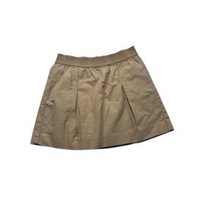J.Crew Khaki Tan Pleated Cotton Mini Skirt Elastic Waist Pockets Size 4 #K23